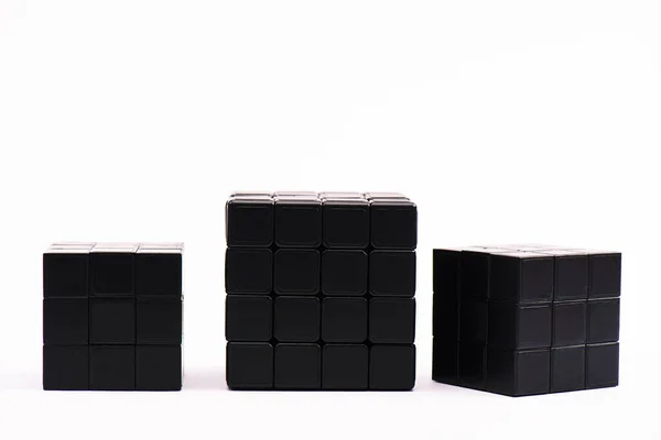 Kyiv Ukraine February 2020 Black Rubik Cubes Strategy Game White — Stock Photo, Image