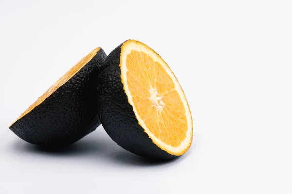 Половинки Сочного Органического Лимона Белом — стоковое фото