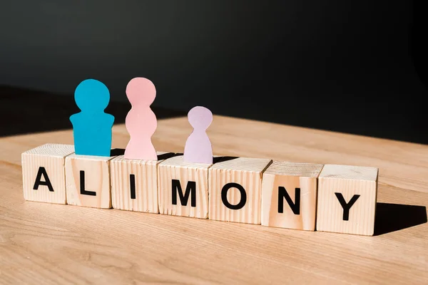 Wooden Blocks Alimony Lettering Family Paper People Black — Stock Photo, Image