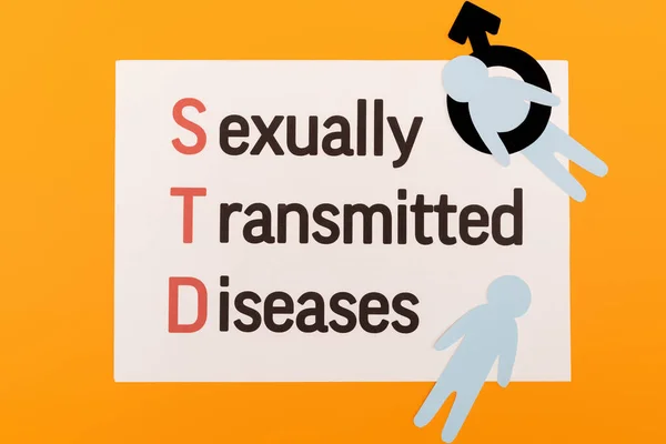 Kağıdın Yanında Erkek Cinsiyet Sembolü Olan Cinsel Yolla Bulaşan Hastalıkları — Stok fotoğraf