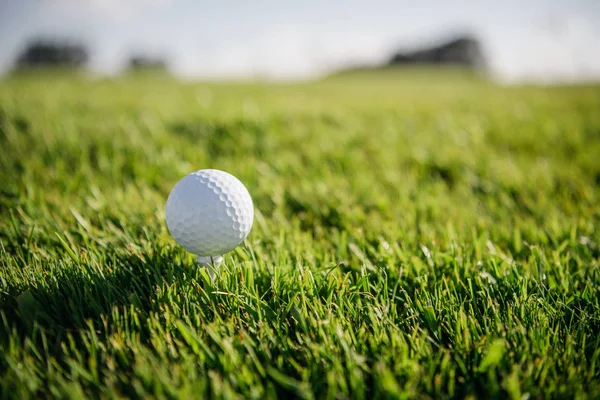 Pelota de golf en la hierba - foto de stock