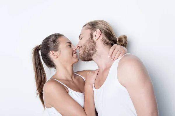 Woman going to kiss husband — Stock Photo