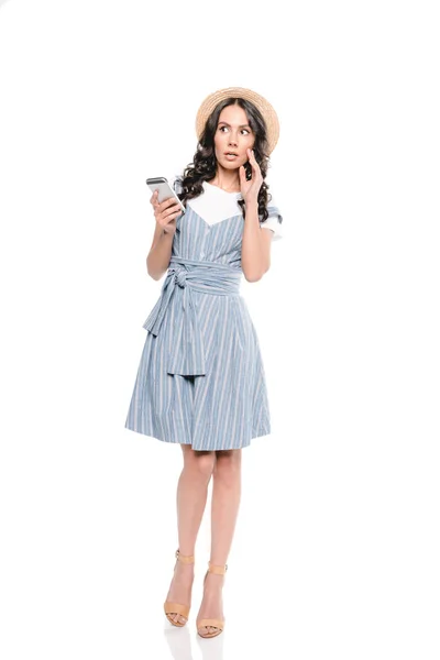 Shocked woman with smartphone — Stock Photo