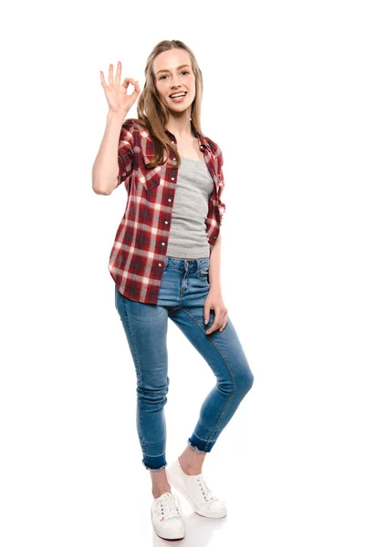 Woman showing ok sign — Stock Photo