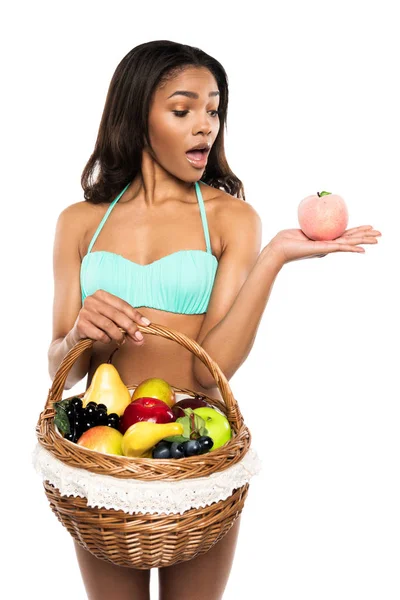 Shocked woman with peach — Stock Photo