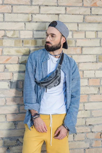 Hipster man on street — Stock Photo