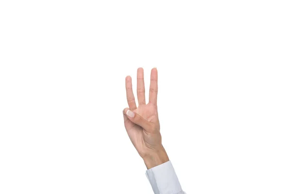 Person showing three sign — Stock Photo