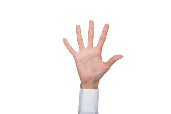 Person showing five sign — Stock Photo