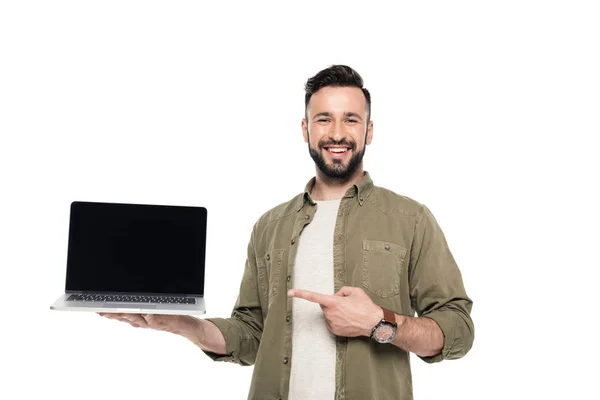 Homme avec ordinateur portable numérique — Photo de stock