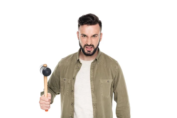 Homme en colère avec marteau — Photo de stock