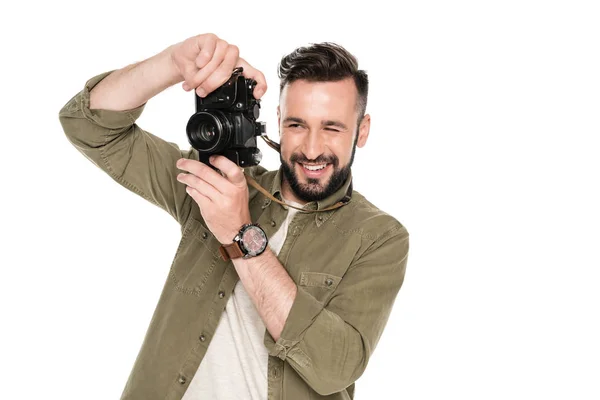 Uomo che scatta foto — Foto stock