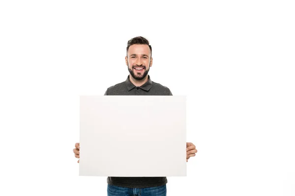 Homem com banner em branco — Fotografia de Stock