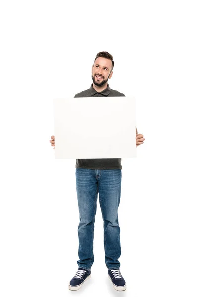 Man with blank banner — Stock Photo