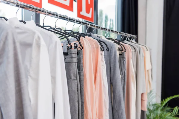 Rack in clothes store — Stock Photo