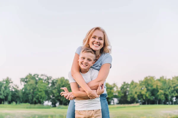 Happy grandmother and grandson — Stock Photo