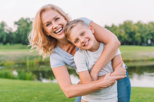Happy grandmother and grandson — Stock Photo