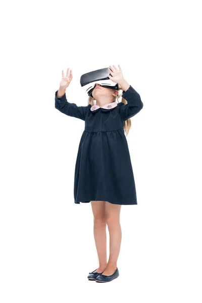 Piccola studentessa in VR auricolare — Foto stock
