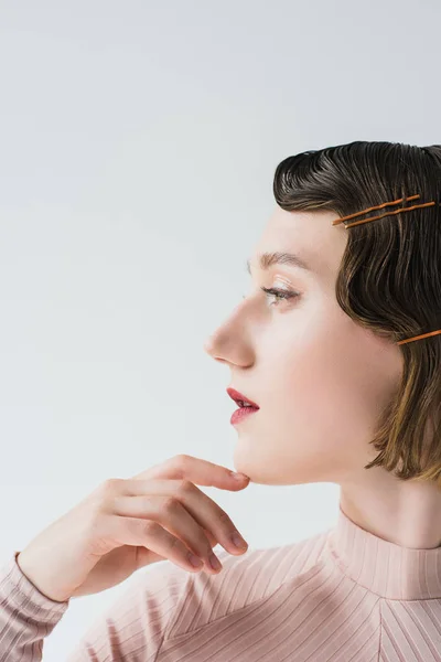 Pensive woman in vintage clothing — Stock Photo