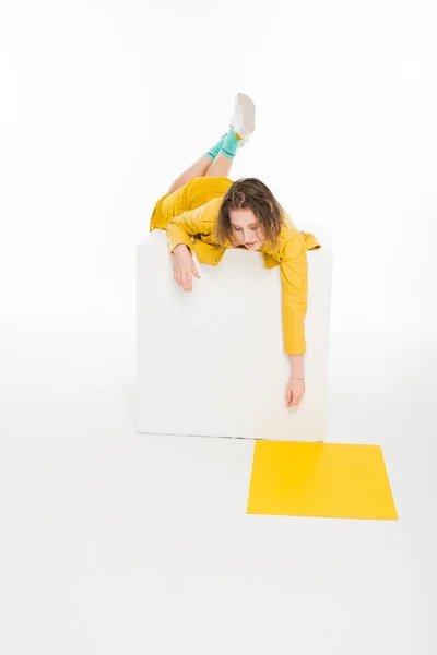 Young girl in all yellow — Stock Photo