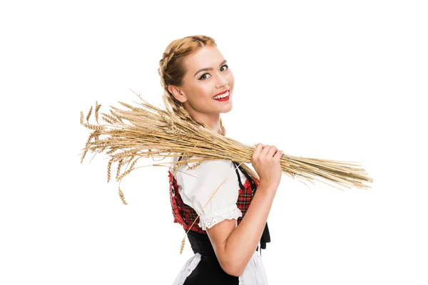 Girl with wheat ears — Stock Photo