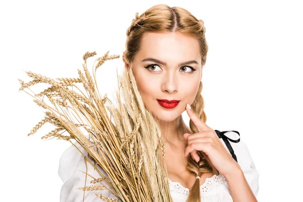 Дівчина з пшеничними вухами — стокове фото