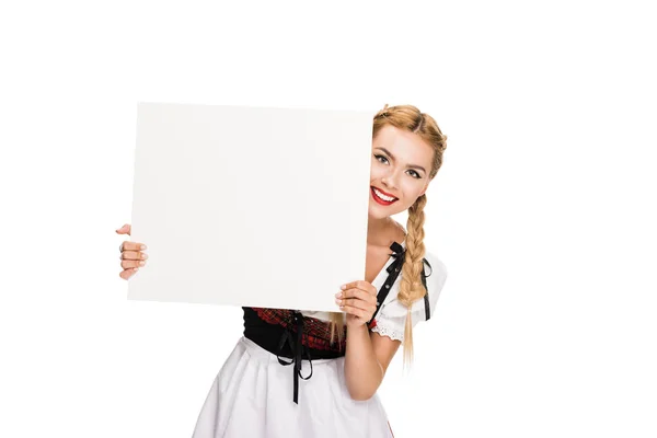 Chica con tarjeta en blanco - foto de stock