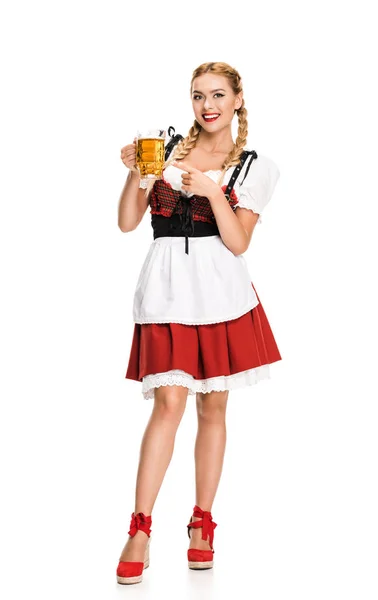 Garçonete com cerveja no Oktoberfest — Fotografia de Stock