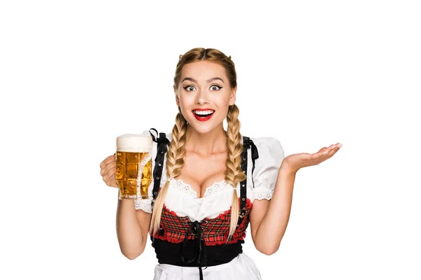 Serveuse avec bière à Oktoberfest — Photo de stock
