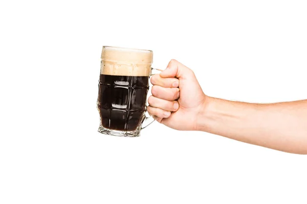 Person with glass of dark beer — Stock Photo