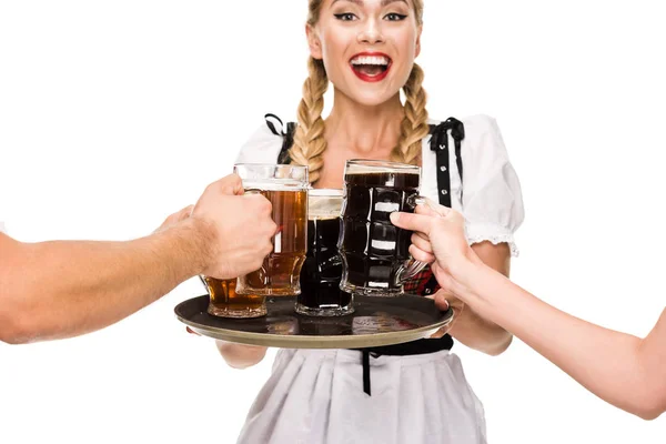 Garçonete com cerveja no Oktoberfest — Fotografia de Stock