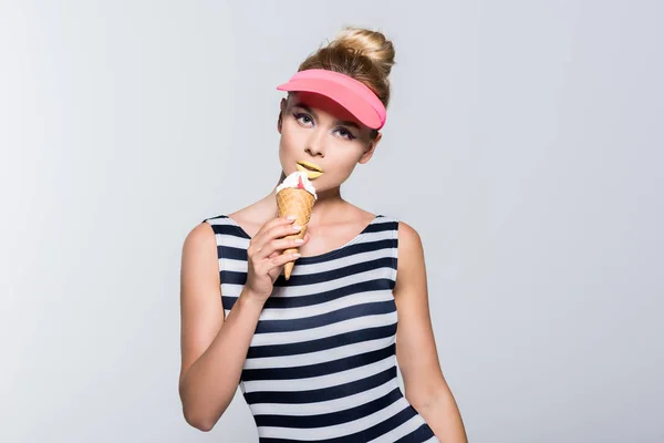 Stylish woman with ice cream — Stock Photo