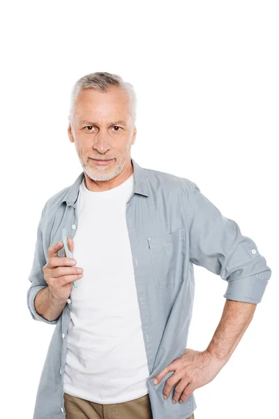 Man holding smartphone — Stock Photo