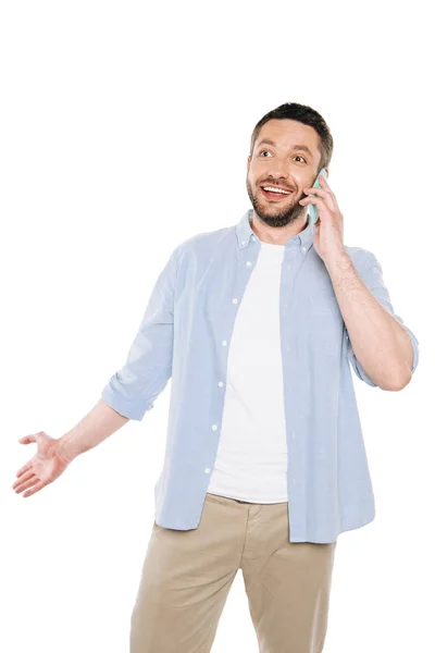 Homem feliz com Smartphone — Fotografia de Stock