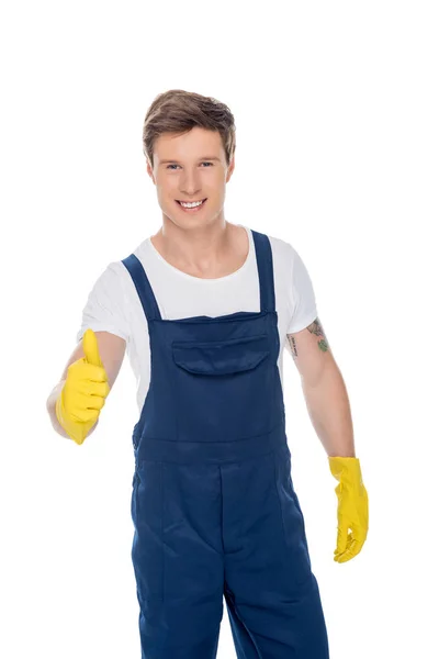 Cleaner showing thumb up — Stock Photo