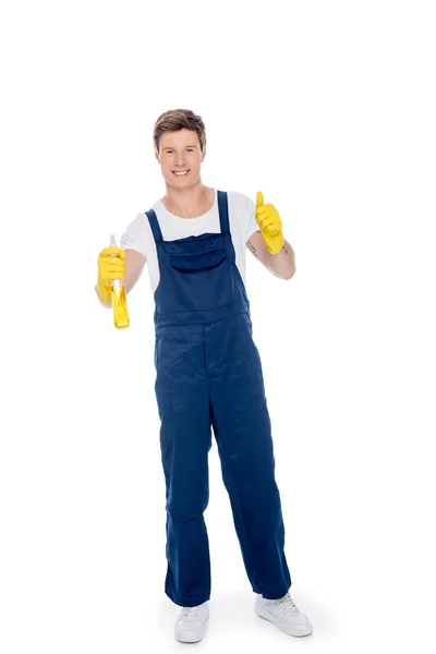 Cleaner showing thumb up — Stock Photo