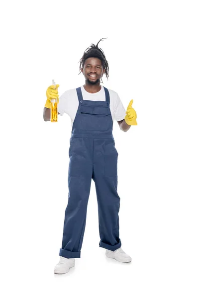 African american cleaner with detergent — Stock Photo