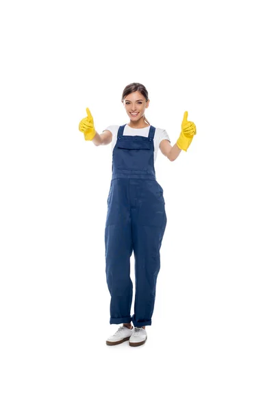 Cleaner showing thumbs up — Stock Photo
