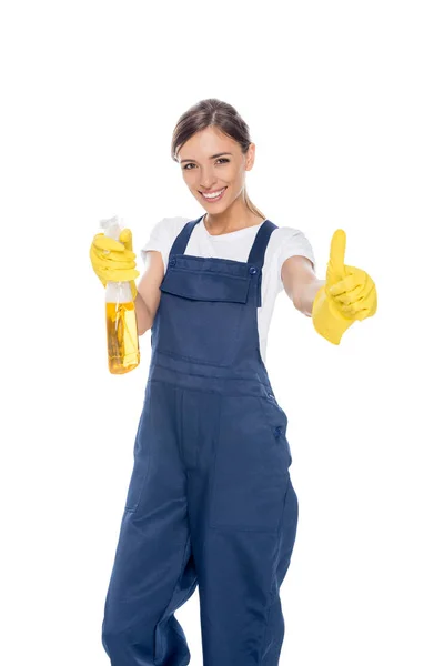 Cleaner showing thumb up — Stock Photo