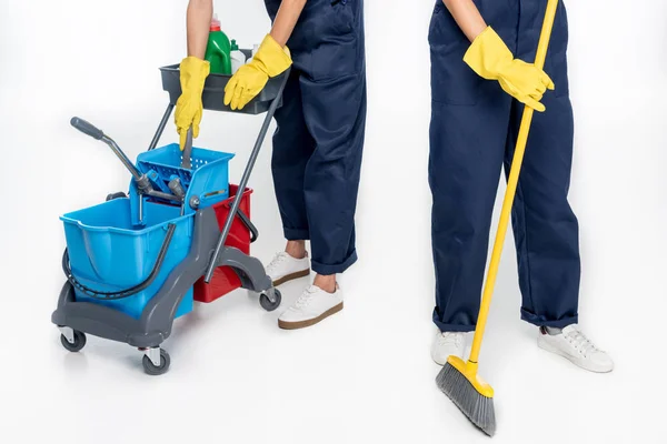 Cleaners with cleaning equipment — Stock Photo