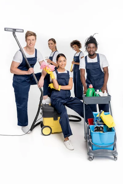 Group of multiethnic cleaners — Stock Photo