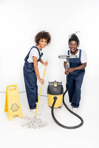 African american cleaners — Stock Photo