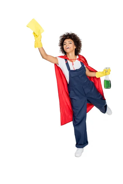African american cleaner in uniform — Stock Photo