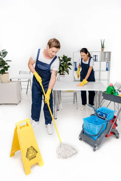 Professional young multiethnic cleaners — Stock Photo