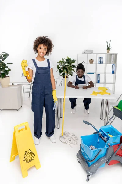 Professional african american cleaners — Stock Photo