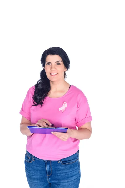 Woman holding clipboard — Stock Photo