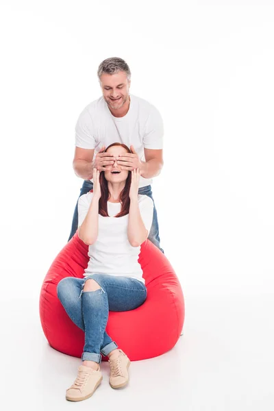 Man closing eyes of his wife — Stock Photo