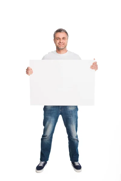 Man with empty banner — Stock Photo