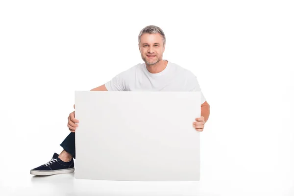 Man with empty card — Stock Photo