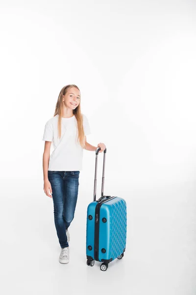 Female child with luggage — Stock Photo