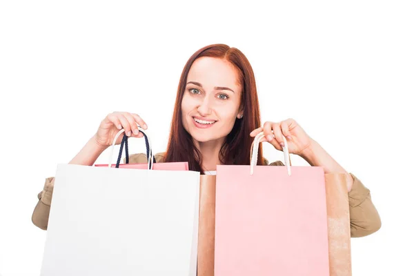 Donna con shopping bags — Foto stock